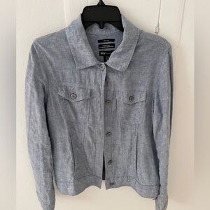 Women's Jones New York Blue Linen Jacket with pockets size medium